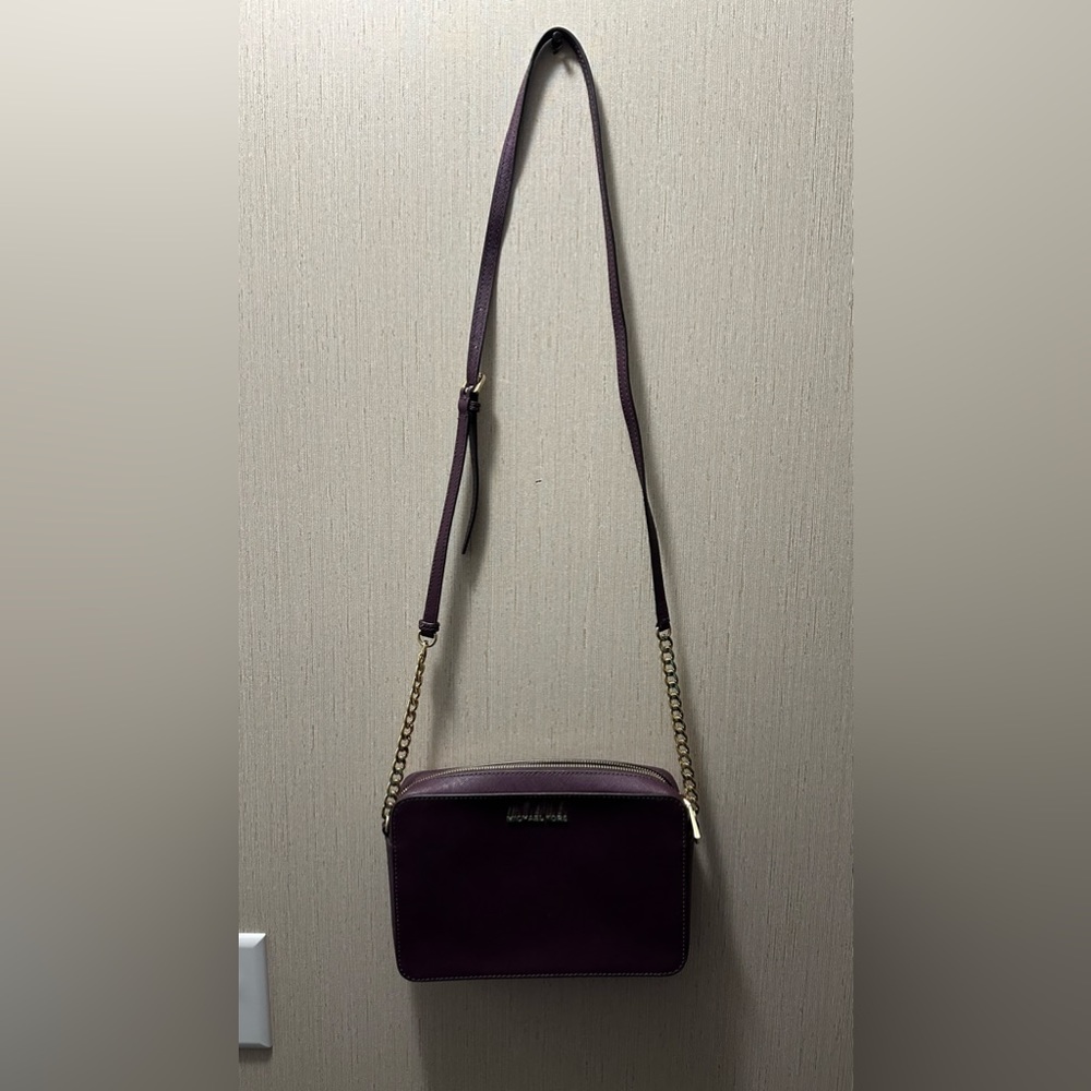michael kors - ginny leather crossbody in royal purple